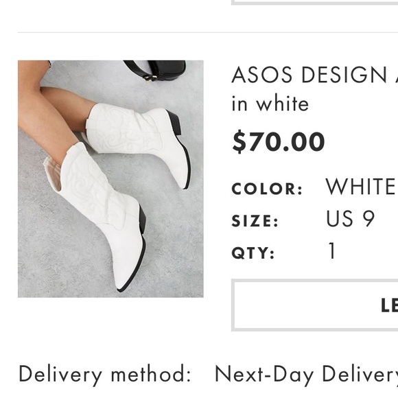 ASOS DESIGN Andi flat western / cowgirl boots in white W 9 - Picture 2 of 9